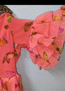 Pink Butterfly Print Dress