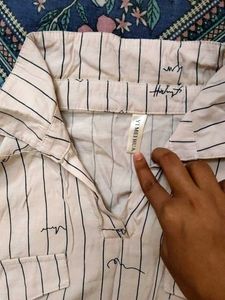 Striped Shirt Top with Pocket Detail