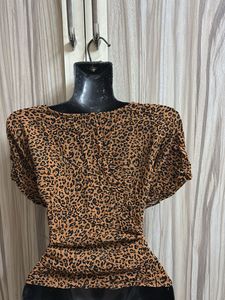 Leopard Print Button-Down Top