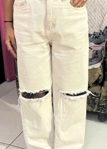 Beige Straight Fit Jeans