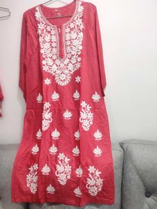 Peach Cotton Kurta Set