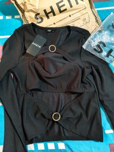 Shein Cut-Out Ribbed Top New