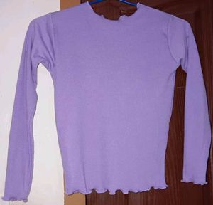 Lilac Ruffle Trim Long Sleeve Top