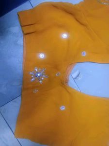 Mustard Saree with Silver Detail