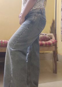 Denim Wide Leg Blue Faded Jeans