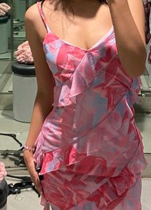 Pink Ruffle Bodycon Dress