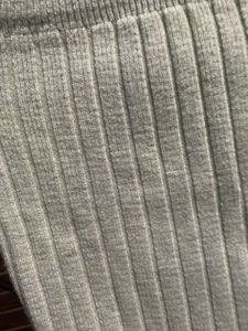 Ribbed Knit long Skirt with Slit