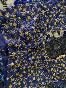 Embroidered Navy Blouse