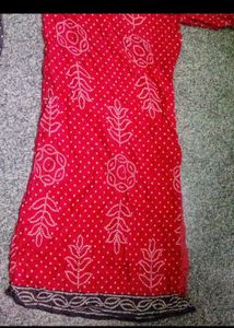 Red Printed Bandhini Drss