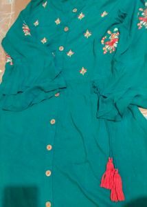 Embroidered Teal Tunic Top