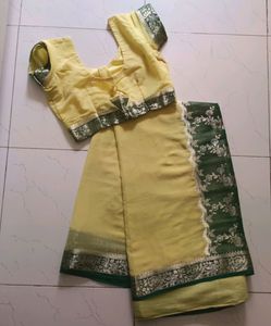 Coin Drop!!! Lemon Yellow Saree With Blouse