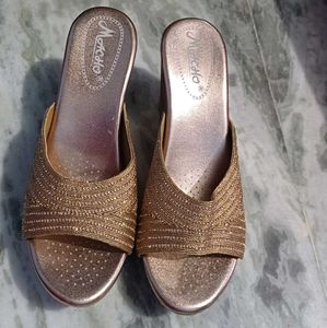 Gold Embellished Wedge Sandals