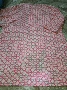 Pink And White Short Kurta For Girls