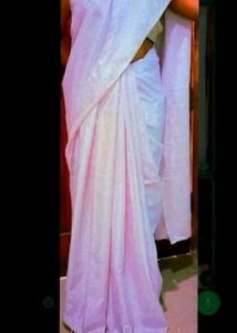 White Silk Saree &amp; Blouse Set