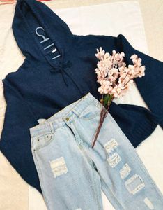 🎁Buy1 Get1 Free Oversized Blue Hoodie Sweater E