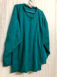 Okay V Neck Sea Green T Shirt