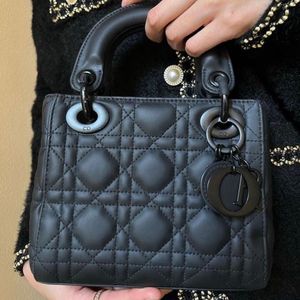 Authentic Lady Dior Small Matte Black Bag