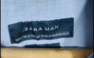 Zara Men Blue Mandarin Collar Shirt For Men