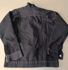 Stylish Black Denim Jacket, M Size
