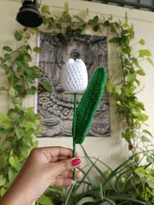 Crochet Handmade white Tulip Flower 🤍