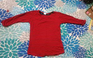 Red Striped Long Sleeve Top