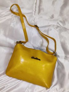 Yellow Croc Embossed Crossbody Bag