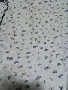 Oversized Grey Doodles Print Tshirt