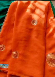 Orange Fabric with Gold Sequins