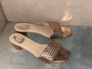 Elegant Gold Woven Mules