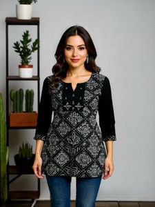 Premium Rayon Gaji Printed Tunic Top