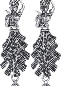 Antique Silver Indian Dancer Dangle Earrings