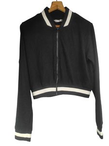 Black Cropped Bomber Jacket
