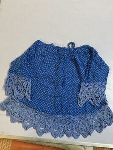 Blue Lace Cold Shoulder Top