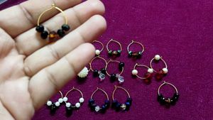 combo of eight Beaded Hoop Earrings - Handmade