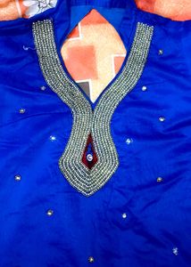 Electric Blue Chandheri Silk Kurti🌟