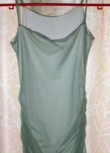 Sheer Green Ruched Dress