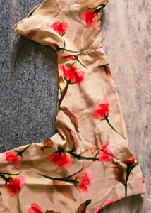 Beautiful Girls Look Plazo  Suit  With Dupatta  Febric Satan Silk  Colour  Brown&amp;  Red  For Girls 19-20 Years   Design Bajoo   Size XS  Margin Also