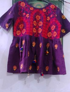 Cute Purple Embroidered Top