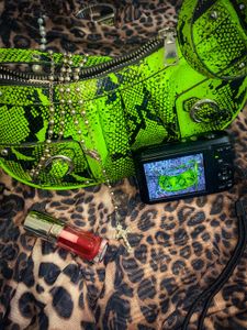 Y2K Lime Snakeskin Shoulder Bag