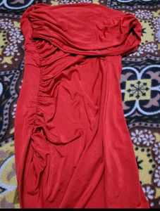 Elegant Red One Shoulder Gown