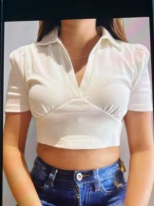 White Ribbed Crop Top