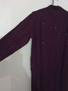 Maroon Lakhnavi Embroidery Kurta