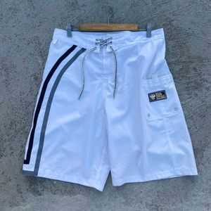 White Striped Swim Trunks