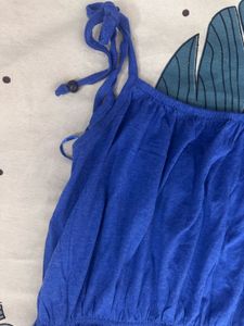 Blue Tie-Strap Mini Dress