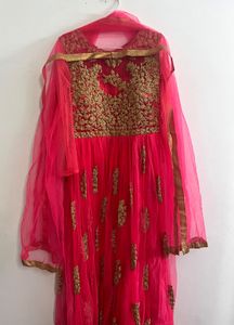 Peach &amp; Gold Embellished Dress