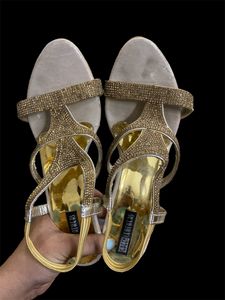 Gold Rhinestone Heels Size 7