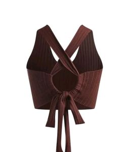 Ribbed Knit Tie Back Crop Top