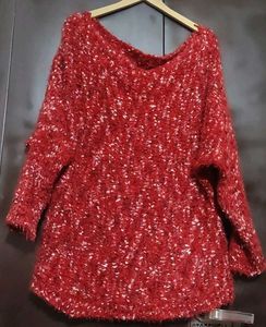 Maroon White Winter Top For Girl Or Woman 42 Bust