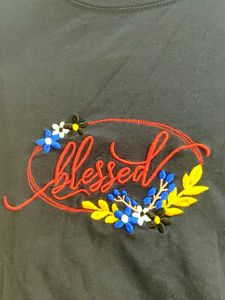 Embroidered &#39;Blessed&#39; Top