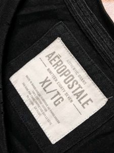Aeropostale Men Black Regular Fit Cotton Tshirt